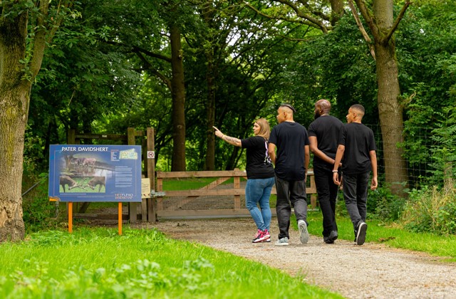 Gezin wandelt Natuurgebied Het Flevo-Landschap in