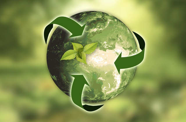 Aarde met teken recycling